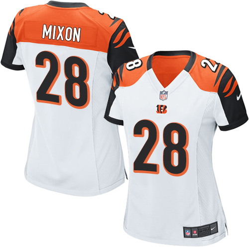 Nike Bengals #28 Joe Mixon White Women's Stitched NFL Elite Jersey